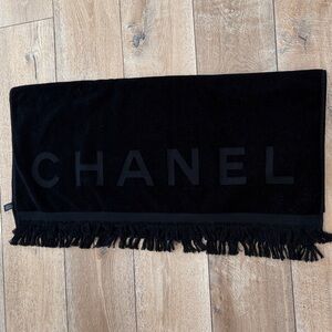 CHANEL Elegant Black Fringe Towel
